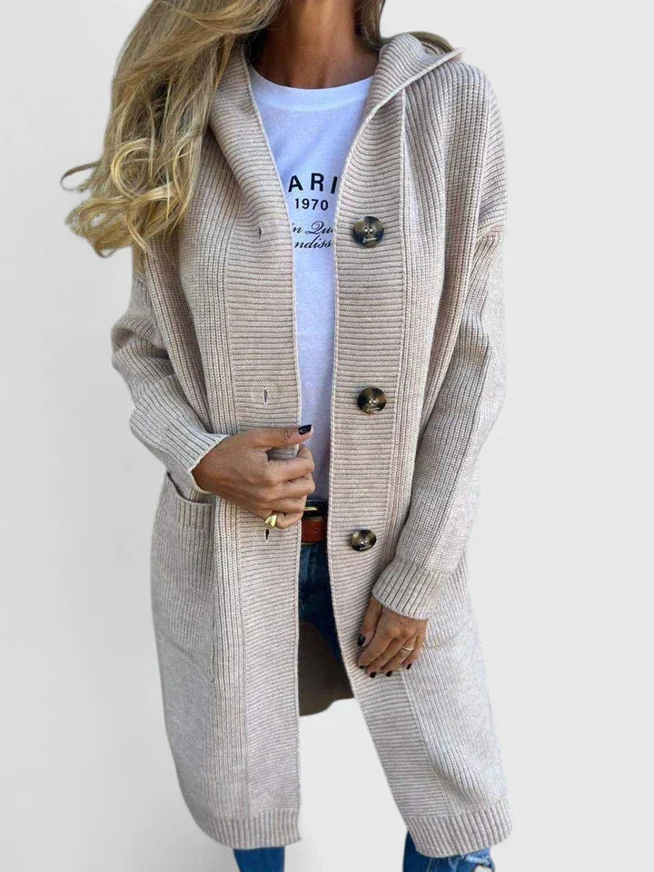 Giulyanrah | Longline Cut Button-Front Winter Cardigan