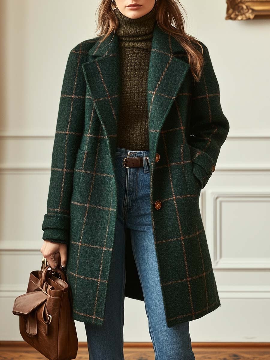 Whitney | Tailored Plaid Double-Breasted Trench Coat