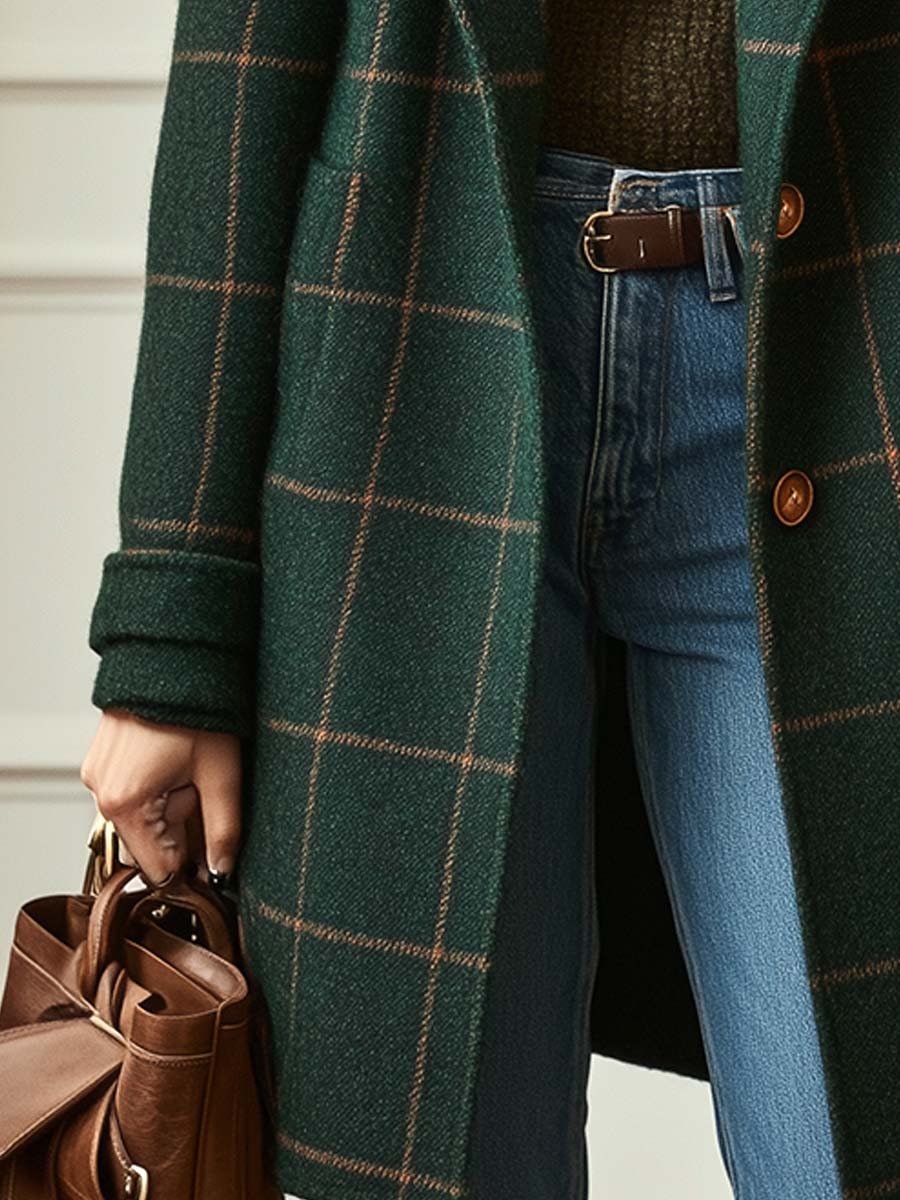 Whitney | Tailored Plaid Double-Breasted Trench Coat