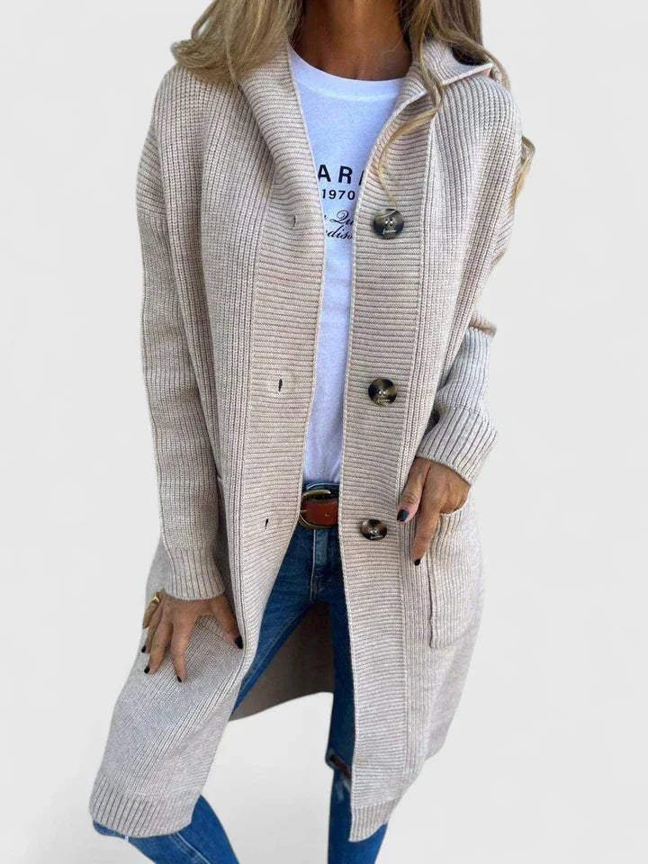Giulyanrah | Longline Cut Button-Front Winter Cardigan