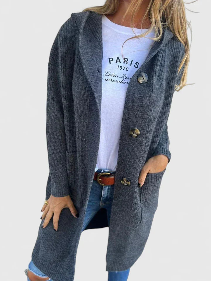 Giulyanrah | Longline Cut Button-Front Winter Cardigan