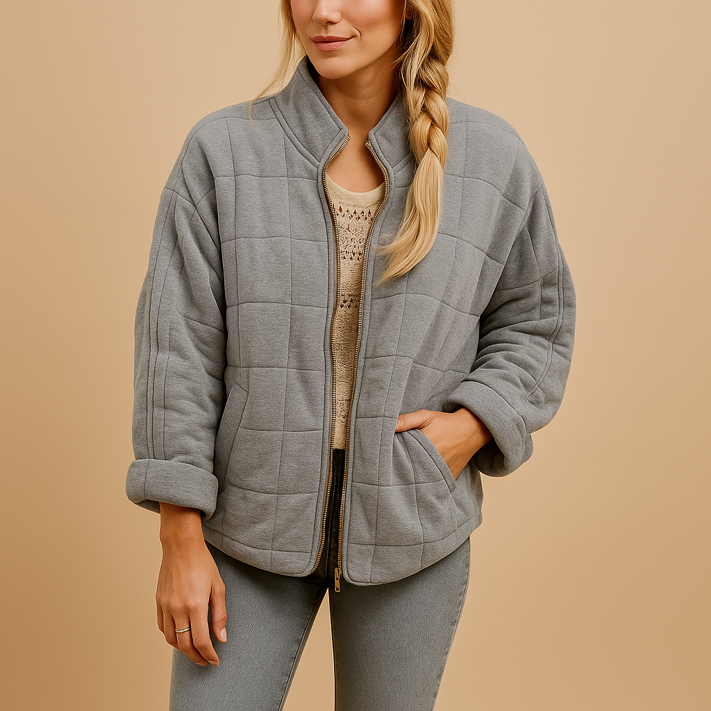Xanthe | Relaxed Quilted Jacket with Stand Collar and Side Pockets
