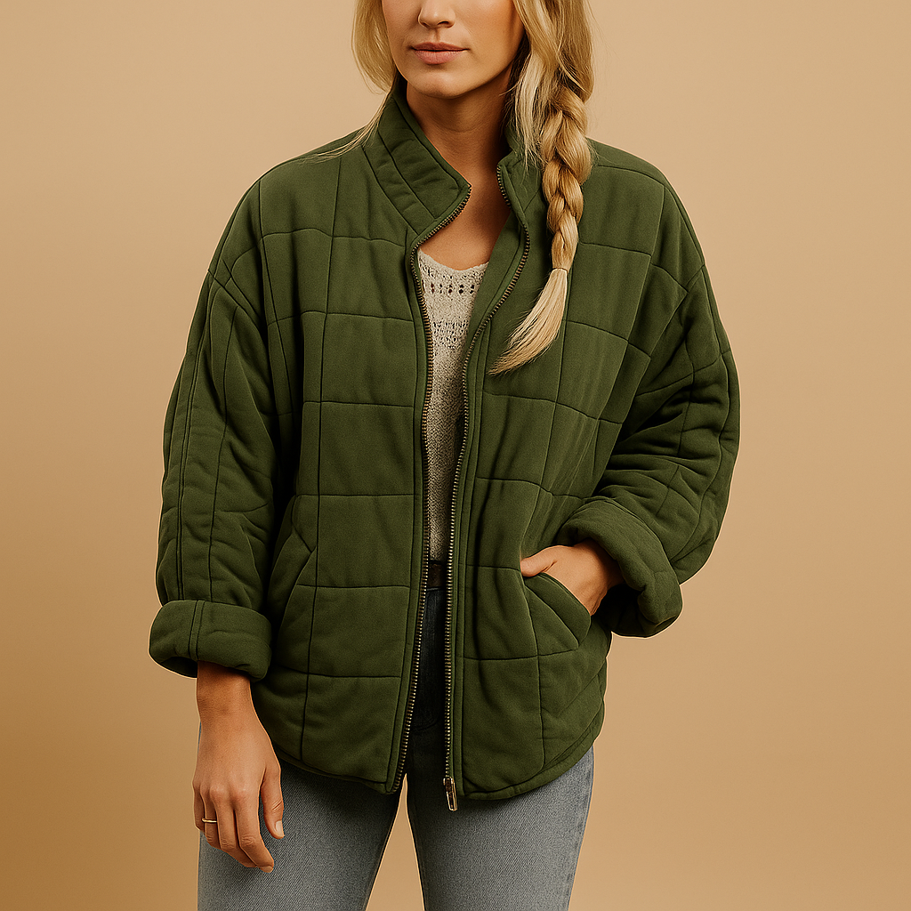 Xanthe | Relaxed Quilted Jacket with Stand Collar and Side Pockets
