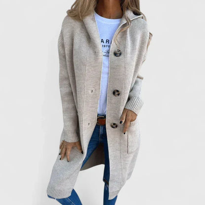 Dia | Deep-Pocket Button-Front Winter Cardigan