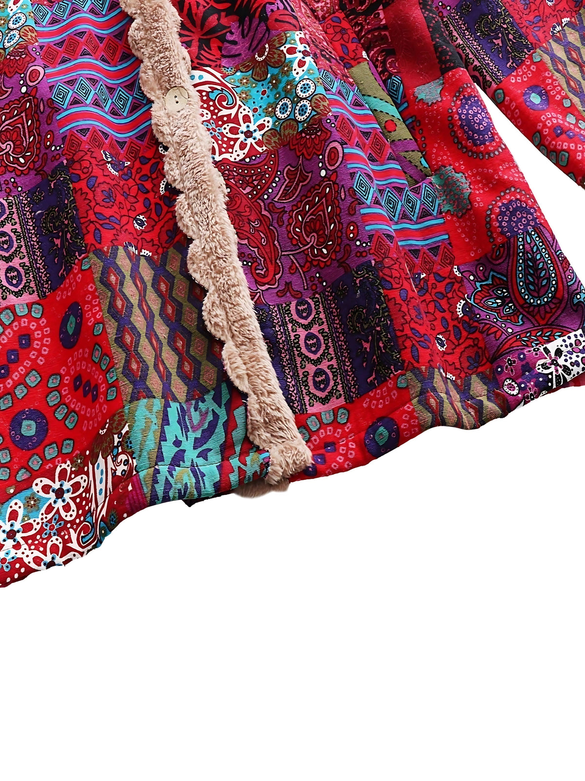 Lucy | Boho Floral Sherpa Hooded Longline Winter Coat