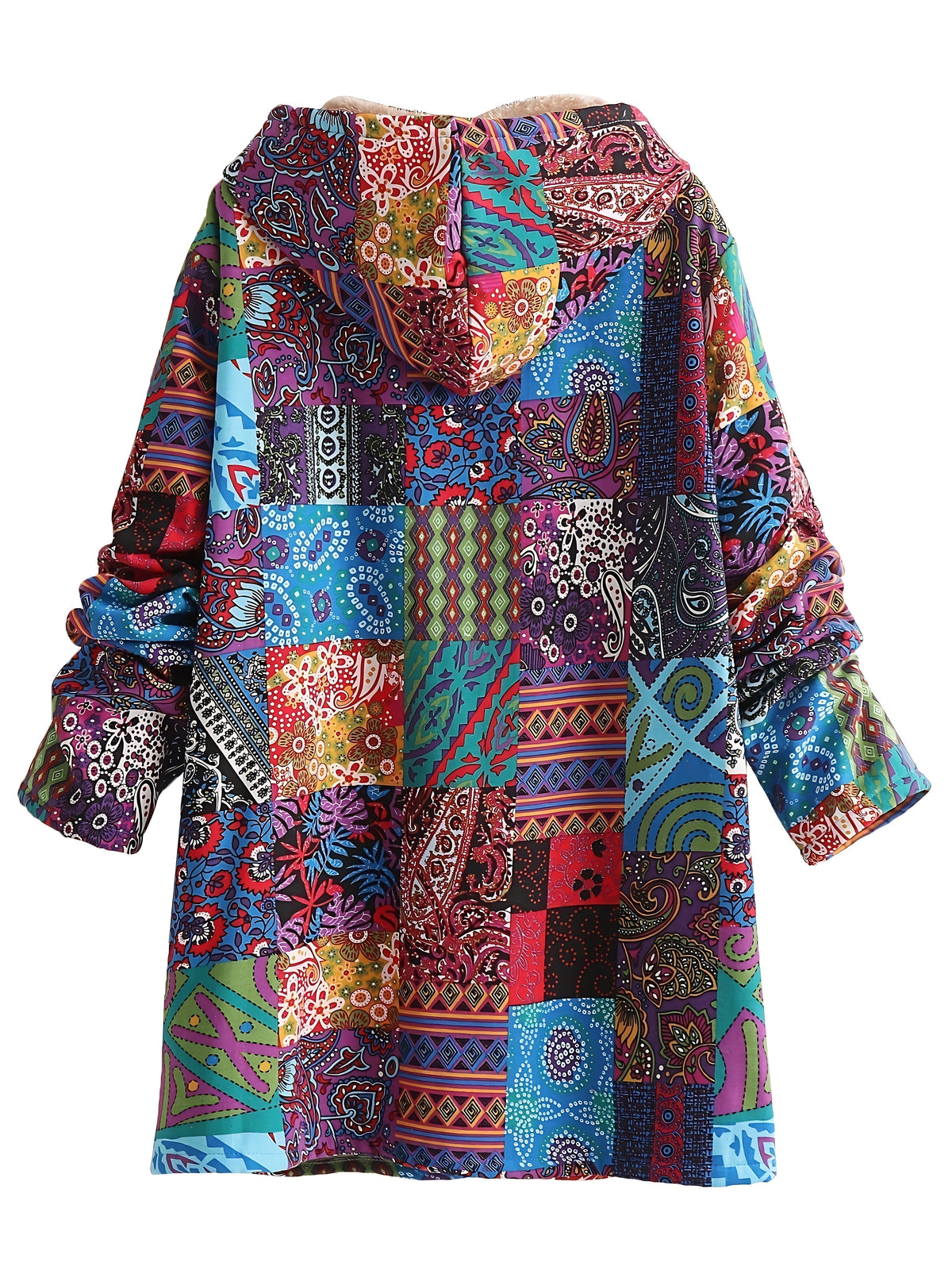 Lucy | Boho Floral Sherpa Hooded Longline Winter Coat