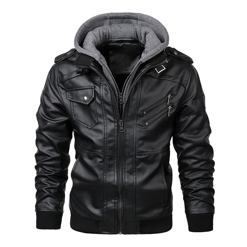 Humphrey | Hooded Leather Biker Jacket