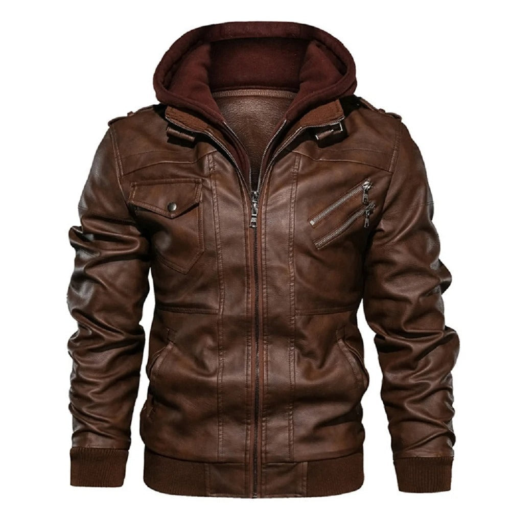 Humphrey | Hooded Leather Biker Jacket