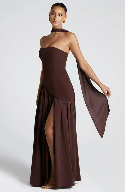 Ruby | Women's Asymmetric Maxi Wedding Guest Dress