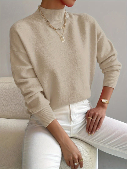 Laurie | Cosy Relaxed Mock Neck Knitted Winter Jumper