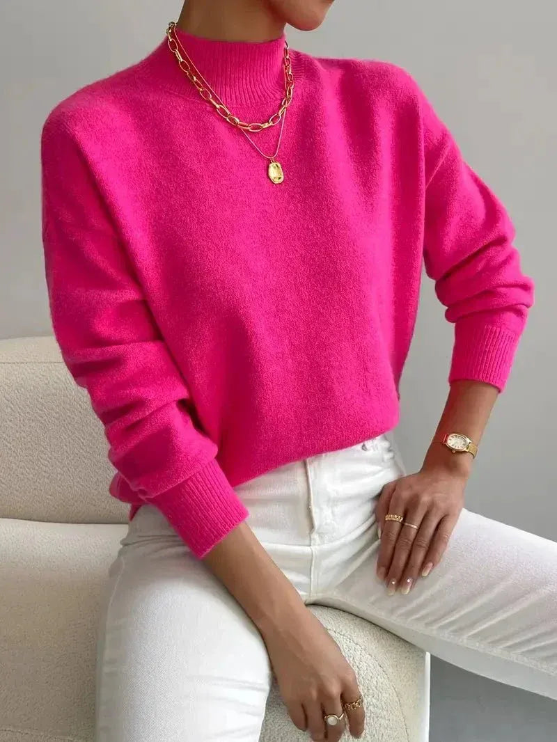 Laurie | Cosy Relaxed Mock Neck Knitted Winter Jumper