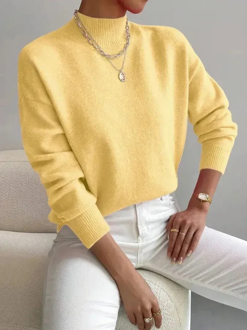 Laurie | Cosy Relaxed Mock Neck Knitted Winter Jumper