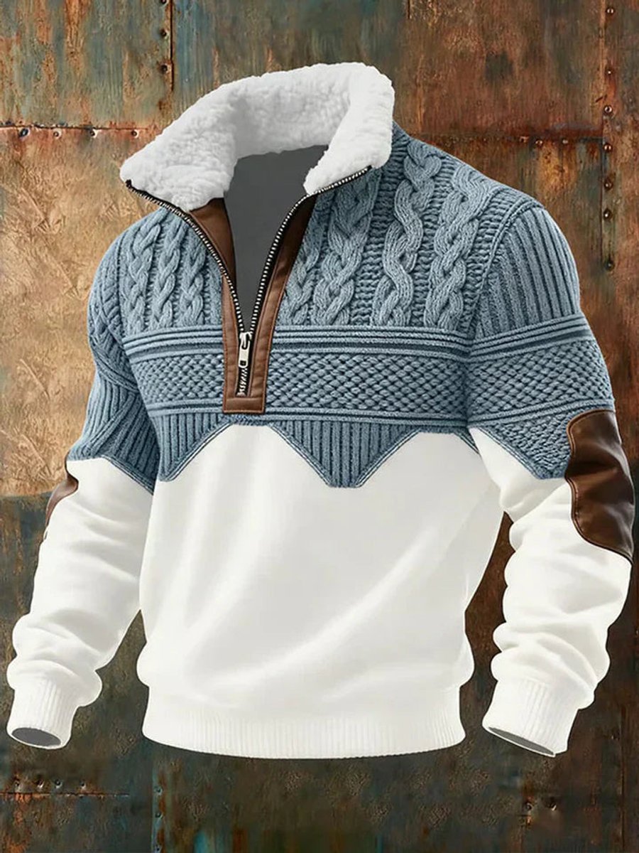 Stanley | Colour Block Half Zip Jumper with Fleece Collar