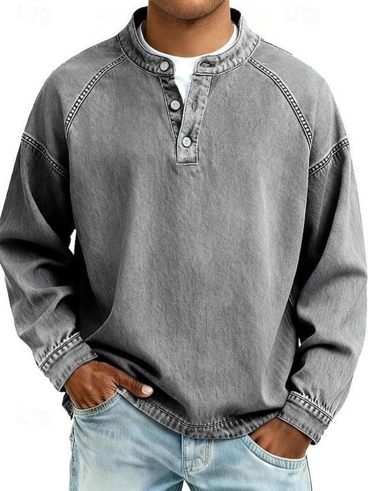 Percival | Retro Washed Henley Knit Jumper