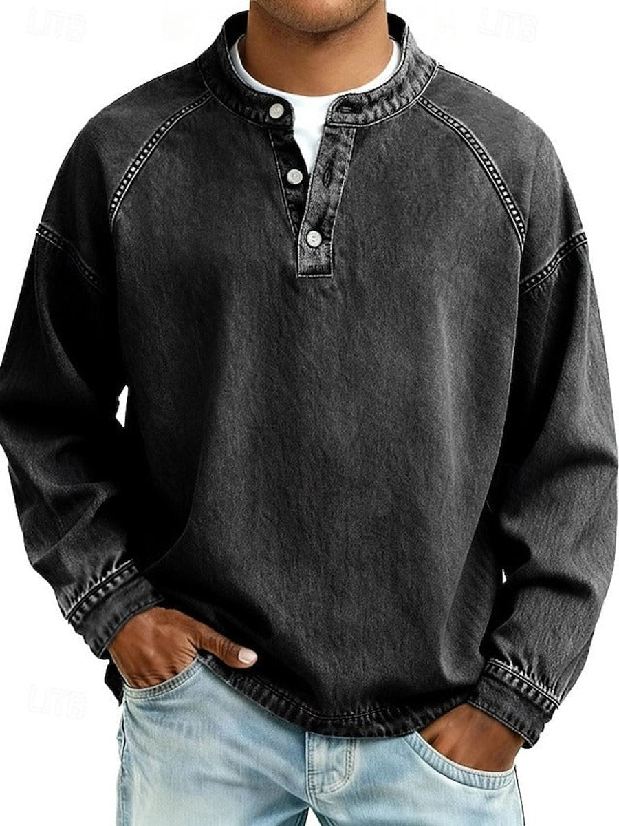 Percival | Retro Washed Henley Knit Jumper