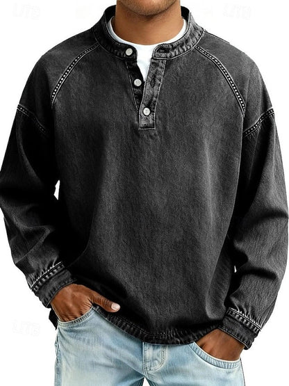 Percival | Retro Washed Henley Knit Jumper