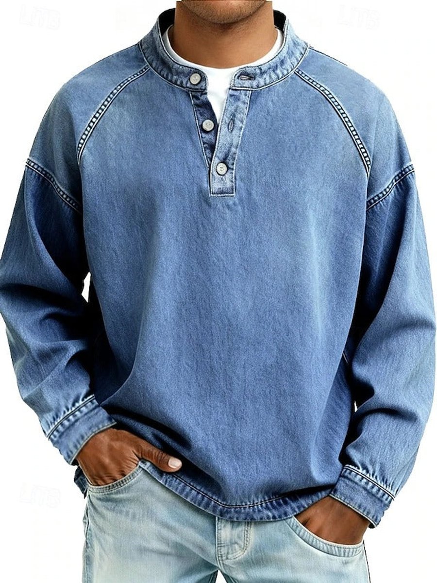 Percival | Retro Washed Henley Knit Jumper