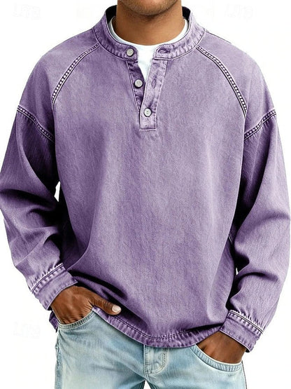 Percival | Retro Washed Henley Knit Jumper