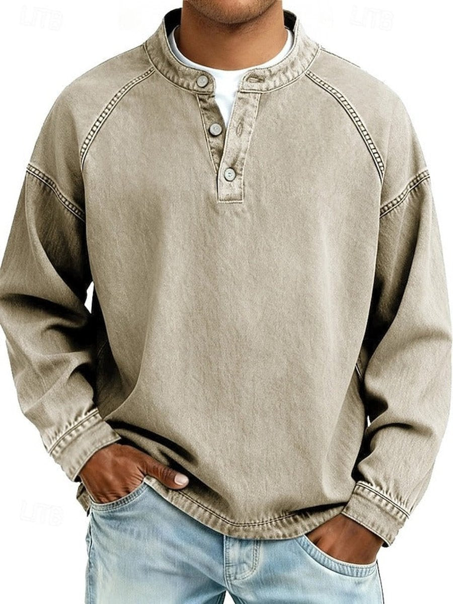 Percival | Retro Washed Henley Knit Jumper