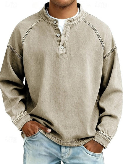 Percival | Retro Washed Henley Knit Jumper