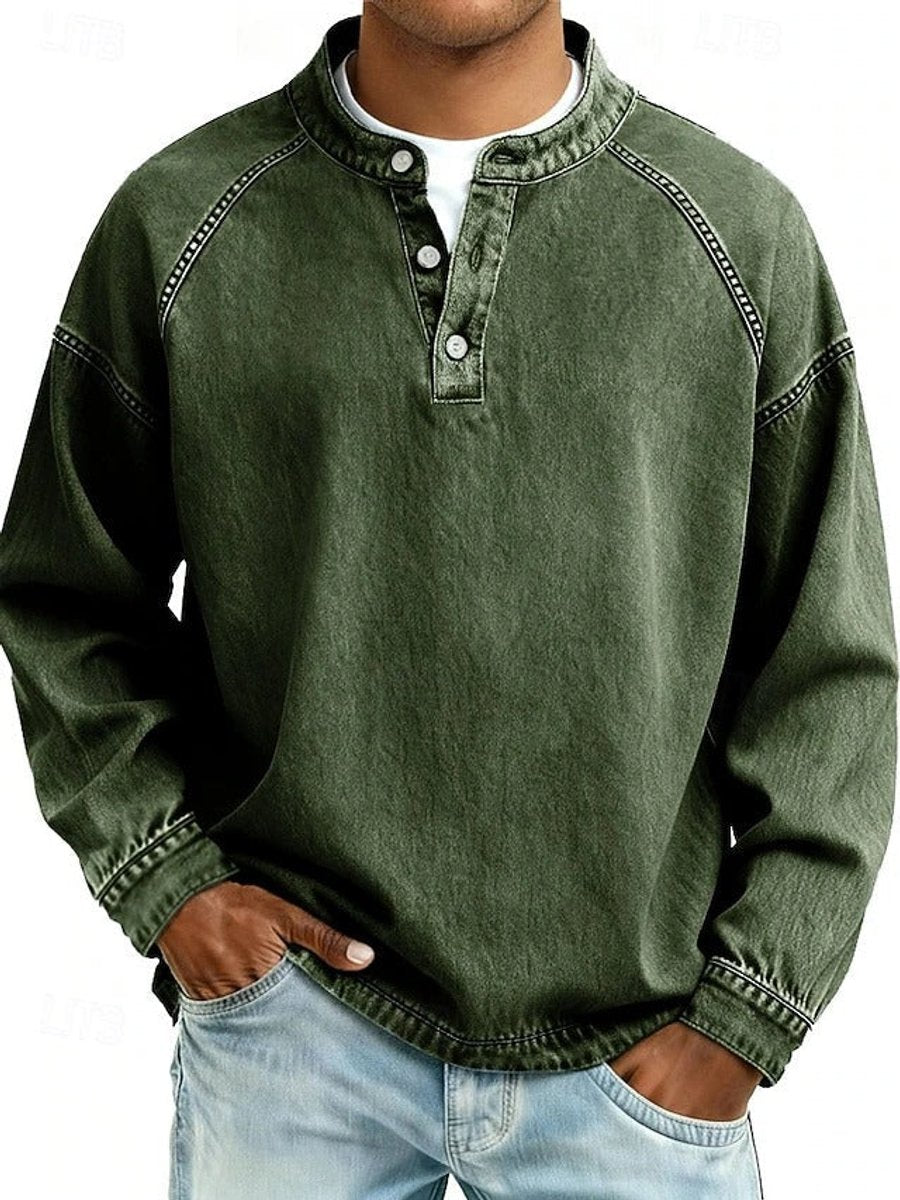 Percival | Retro Washed Henley Knit Jumper