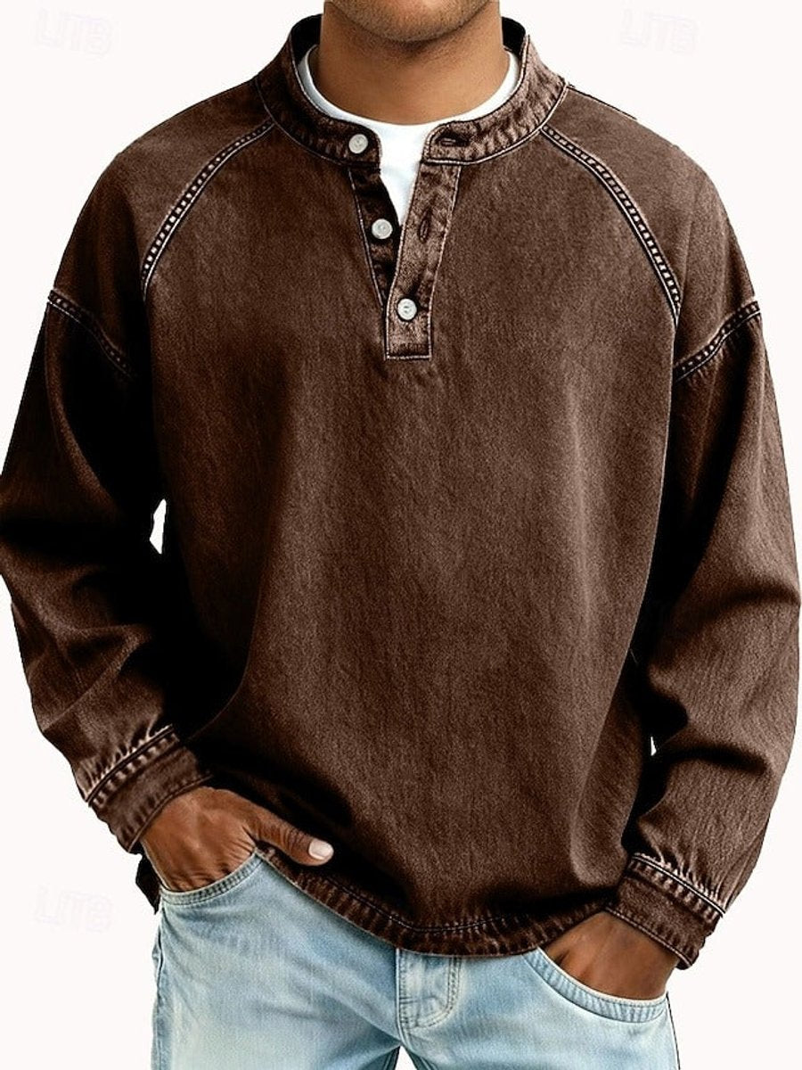 Percival | Retro Washed Henley Knit Jumper