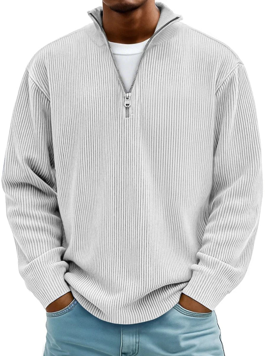 Inigo | Ribbed Knit Quarter Zip Mock Neck Jumper