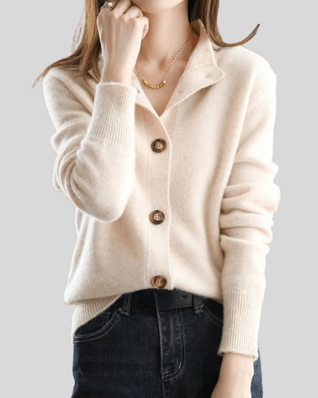 Natalie | Revere Collar Fine Knit Cardigan