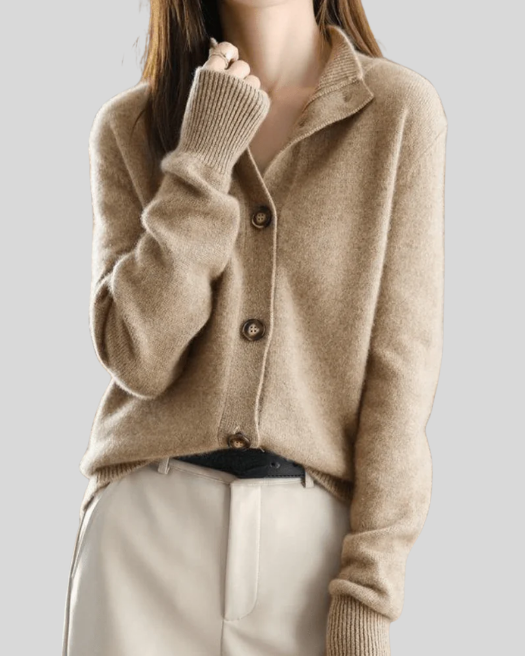 Natalie | Revere Collar Fine Knit Cardigan