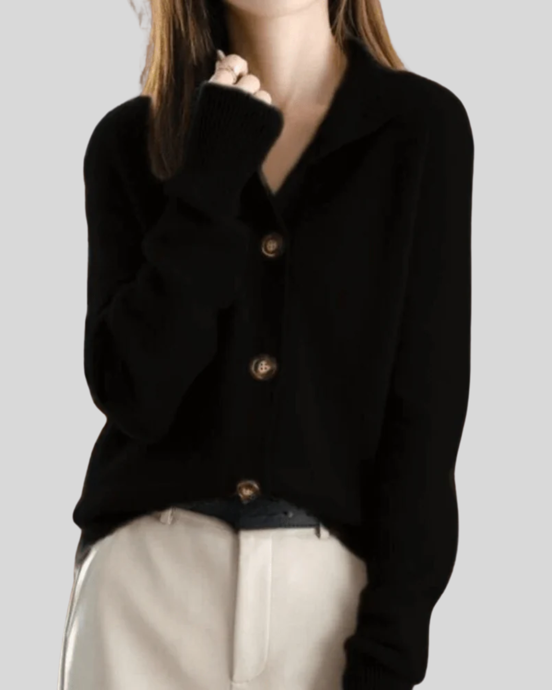 Natalie | Revere Collar Fine Knit Cardigan