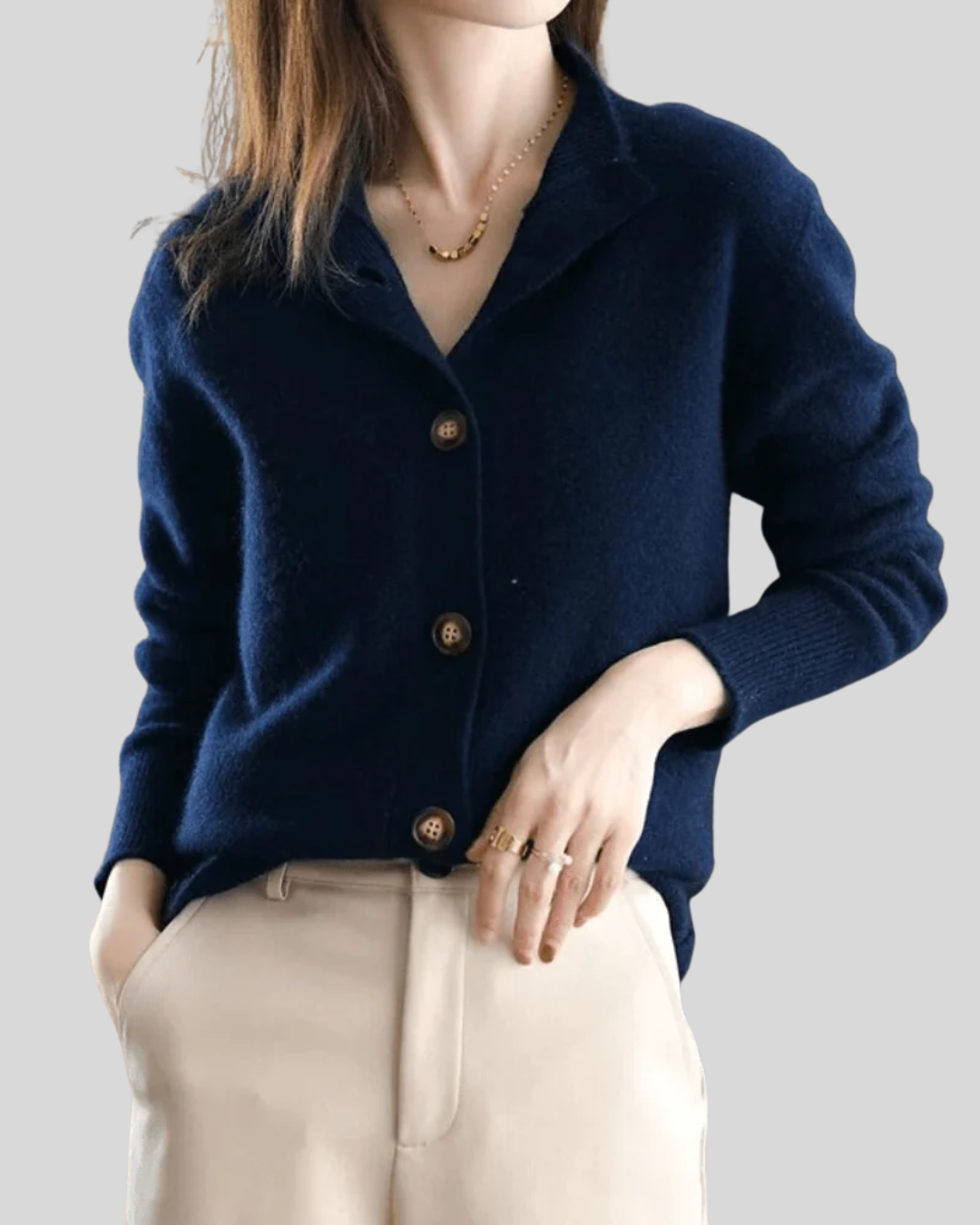 Natalie | Revere Collar Fine Knit Cardigan