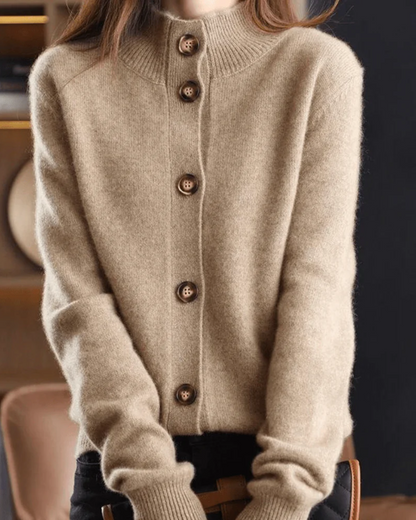 Natalie | Revere Collar Fine Knit Cardigan