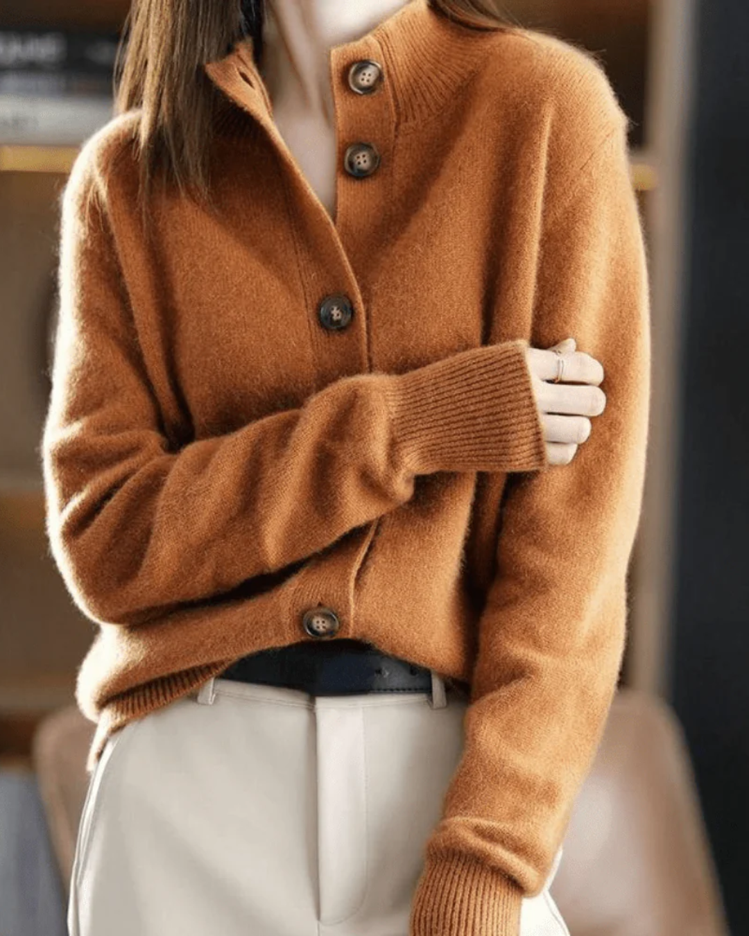 Natalie | Revere Collar Fine Knit Cardigan