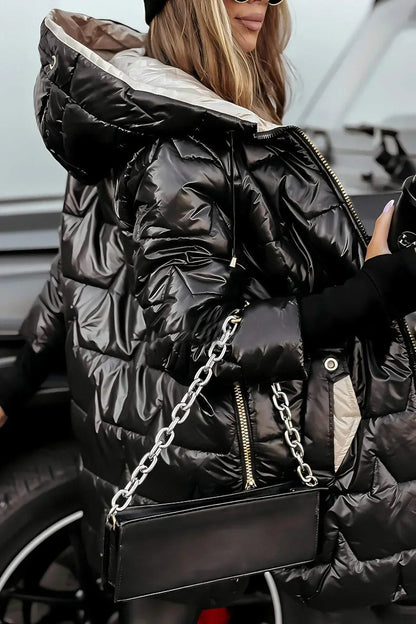 Kestrel | Glossy Hooded Padded Longline Puffer Coat