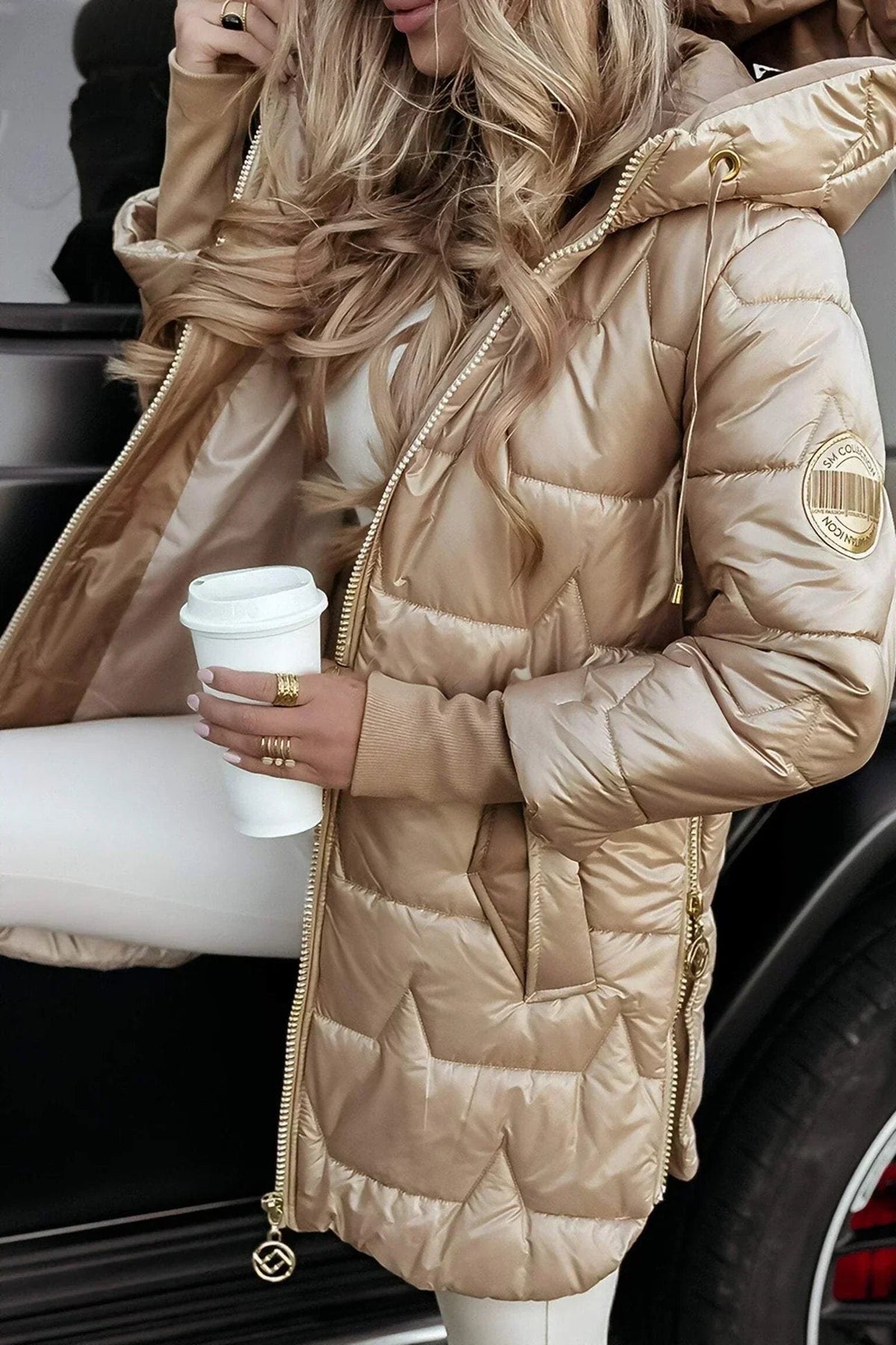 Kestrel | Glossy Hooded Padded Longline Puffer Coat