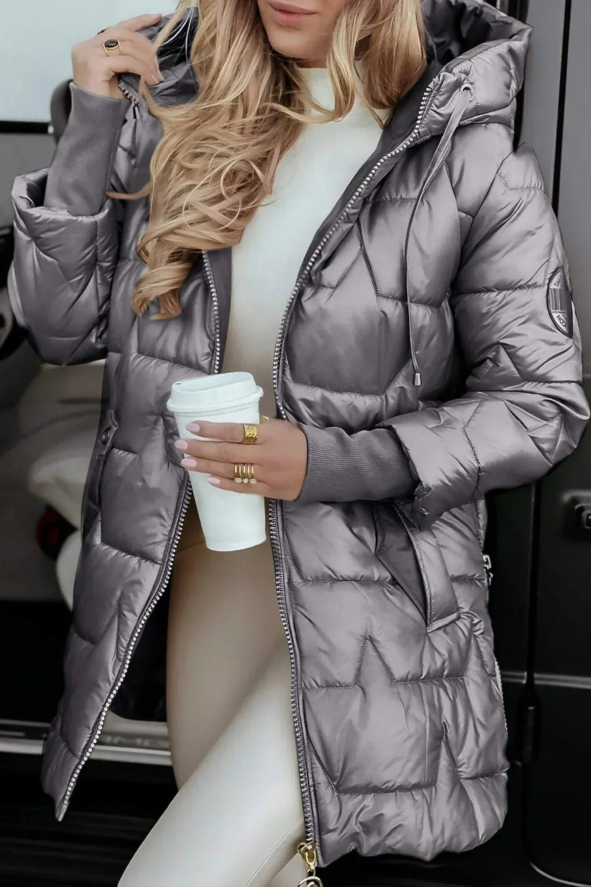 Kestrel | Glossy Hooded Padded Longline Puffer Coat