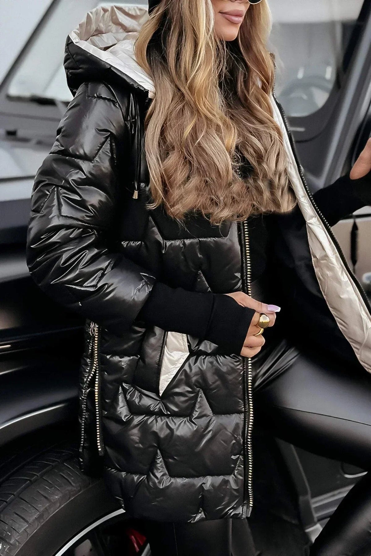 Kestrel | Glossy Hooded Padded Longline Puffer Coat