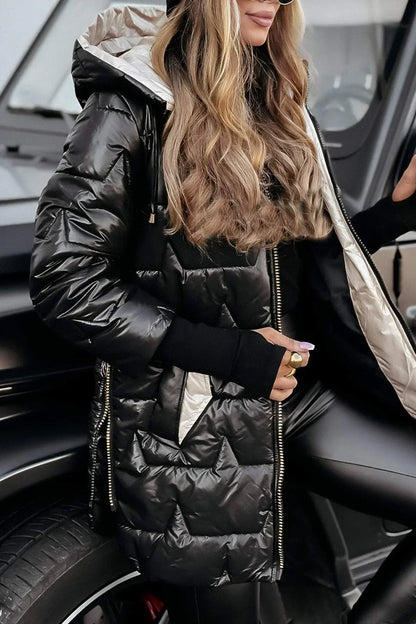 Kestrel | Glossy Hooded Padded Longline Puffer Coat