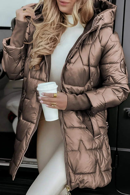 Kestrel | Glossy Hooded Padded Longline Puffer Coat