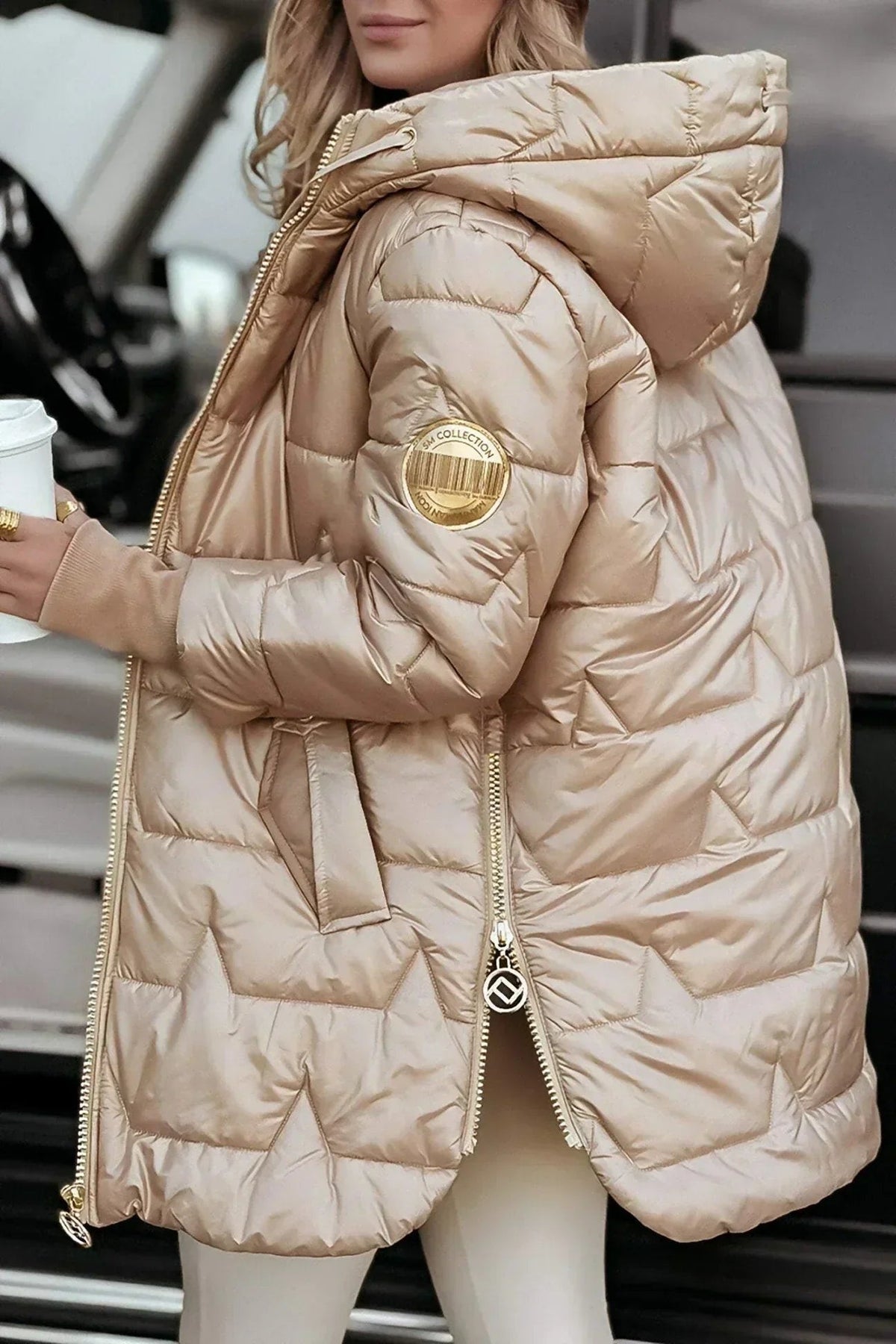 Kestrel | Glossy Hooded Padded Longline Puffer Coat