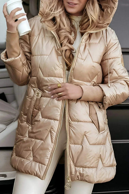 Kestrel | Glossy Hooded Padded Longline Puffer Coat