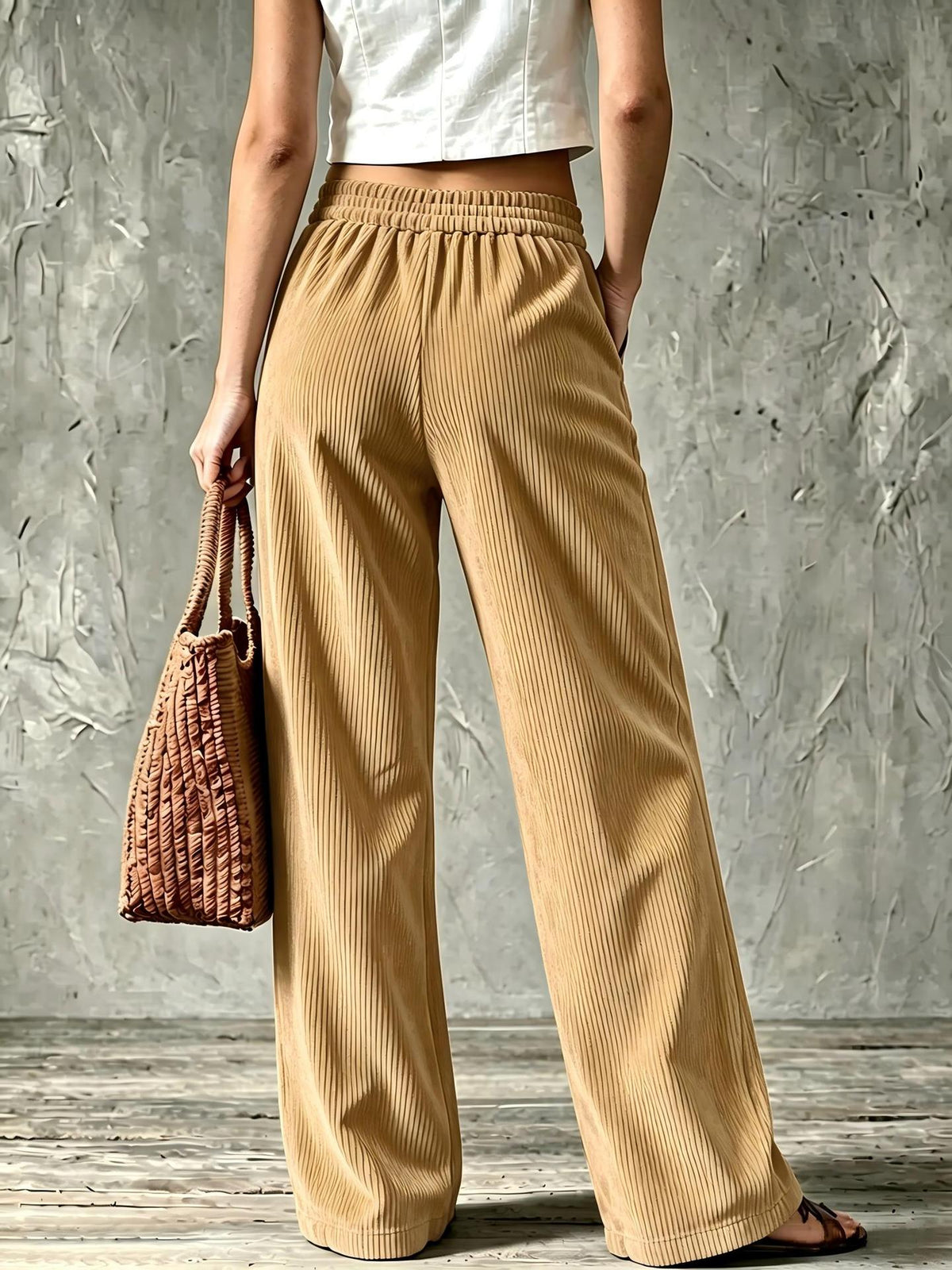 Ula | Wide Leg Corduroy Trousers with Patch Pockets