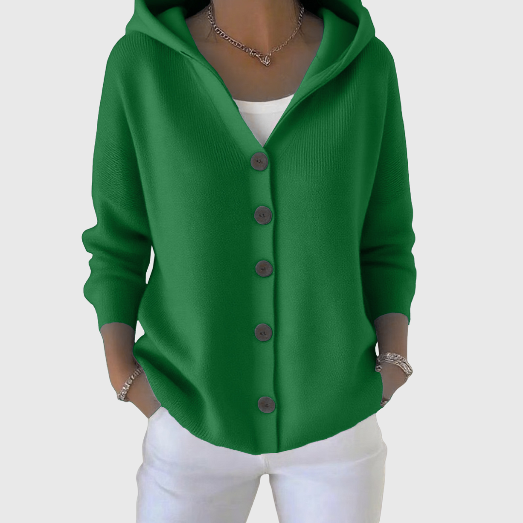 Olive | Hooded Button Front Knit Cardigan