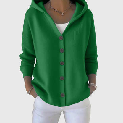 Olive | Hooded Button Front Knit Cardigan