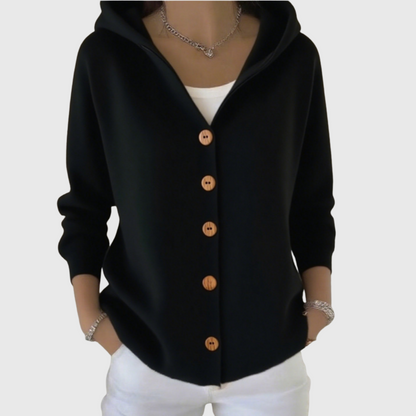 Olive | Hooded Button Front Knit Cardigan