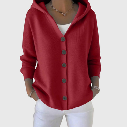 Olive | Hooded Button Front Knit Cardigan