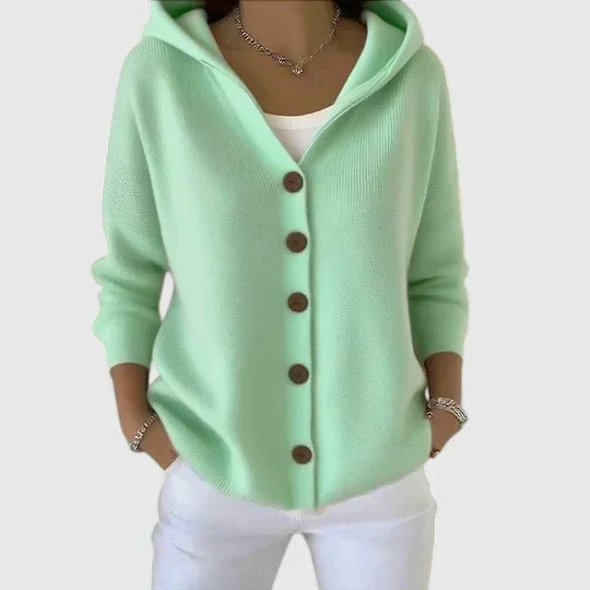 Olive | Hooded Button Front Knit Cardigan