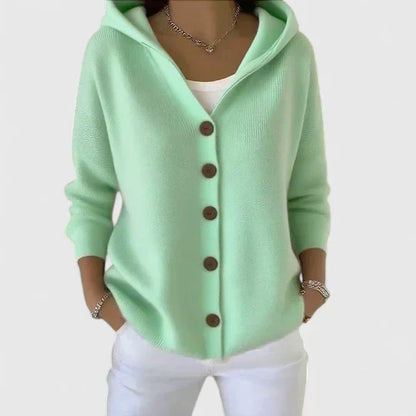 Olive | Hooded Button Front Knit Cardigan