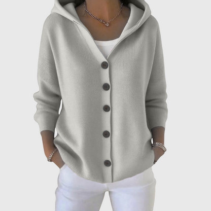 Olive | Hooded Button Front Knit Cardigan