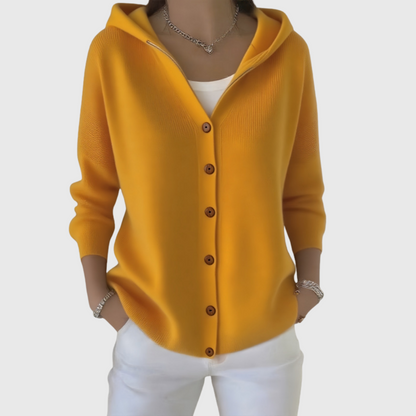 Olive | Hooded Button Front Knit Cardigan